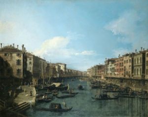 Blick vond er Rialto-Brücke auf einem Gemälde von Bellotto